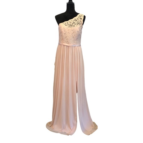 David’s Bridal One Shouldered Pink Gown size 10 - Picture 5 of 14